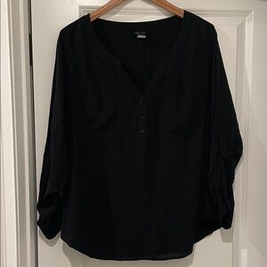 Torrid Black Blouse with Button Detail size 2x